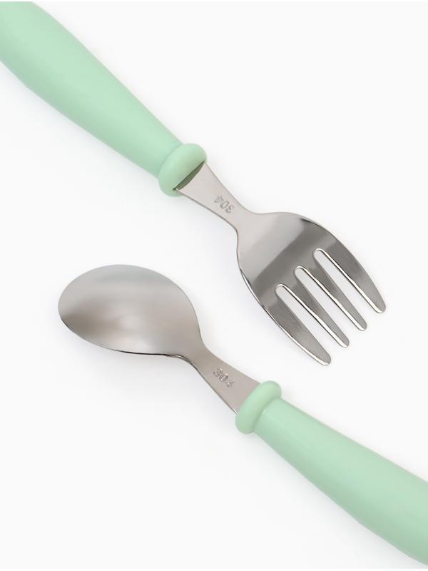 Набор детских столовых приборов в футляре: вилка, ложка Крошка Я бирюзовый