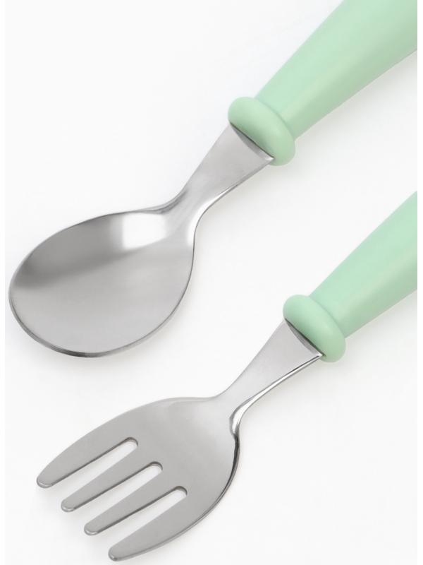Набор детских столовых приборов в футляре: вилка, ложка Крошка Я бирюзовый