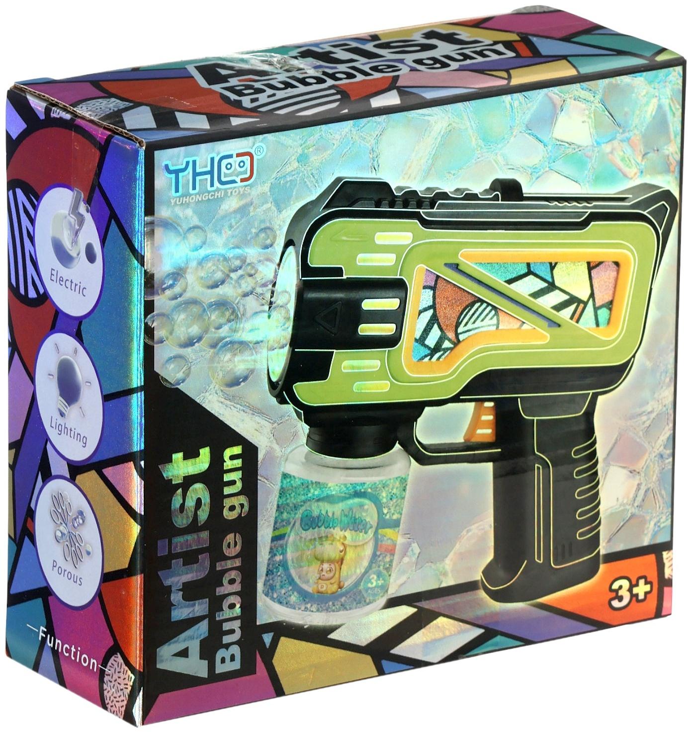 Генератор мыльных пузырей «Пистолет», цвет зелёный, работает от батареек