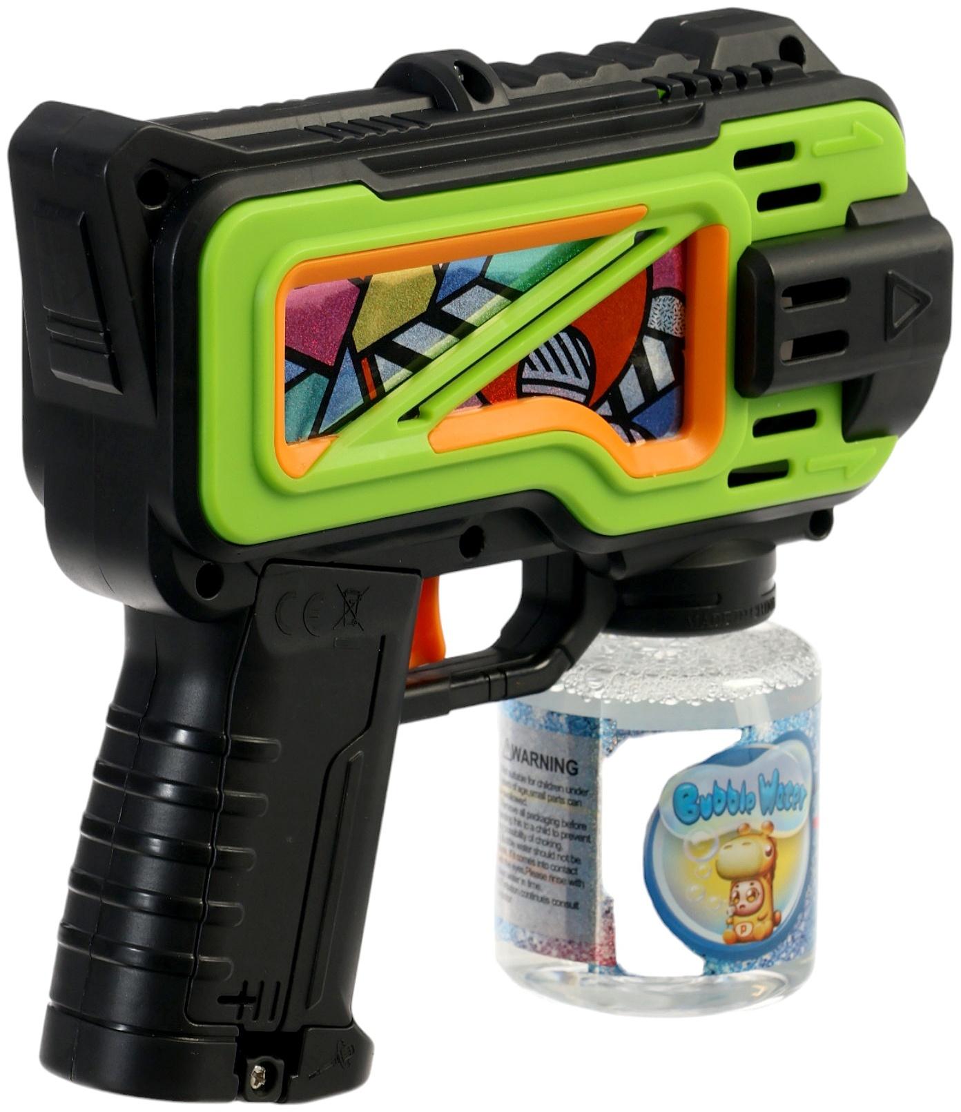 Генератор мыльных пузырей «Пистолет», цвет зелёный, работает от батареек