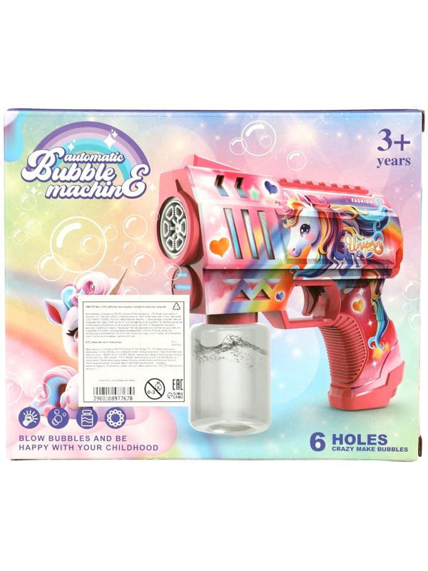 Генератор мыльных пузырей «Единорожка», световые эффекты, работает от батареек