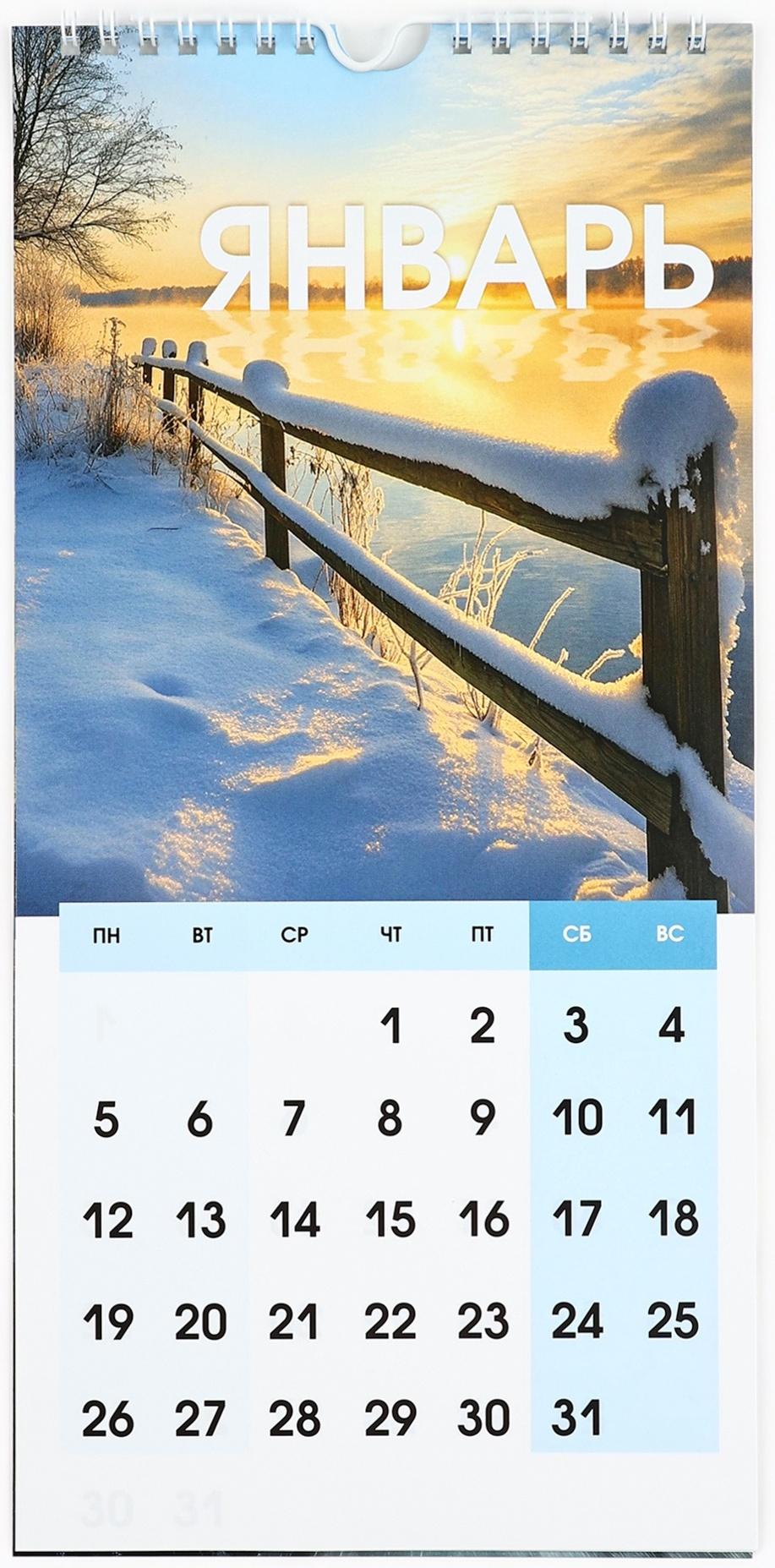 Календарь на ригеле «Природа 2026» 16.5×34 см