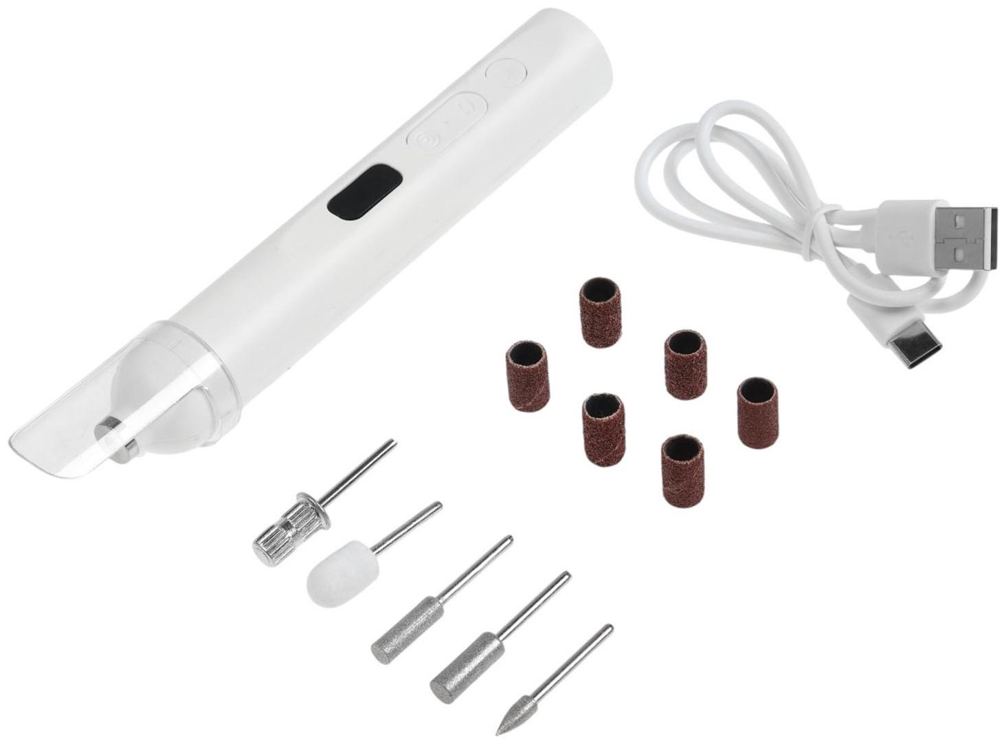 Машинка для маникюра LMM-01-05, 5 насадок, 2 Вт, АКБ, белый
