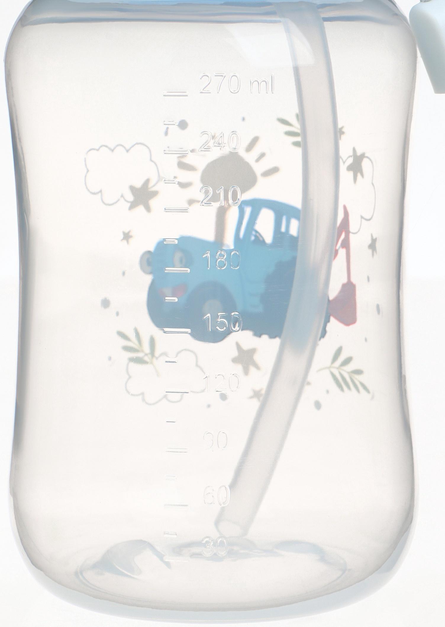 Поильник-непроливайка с трубочкой, 270 мл, Синий трактор