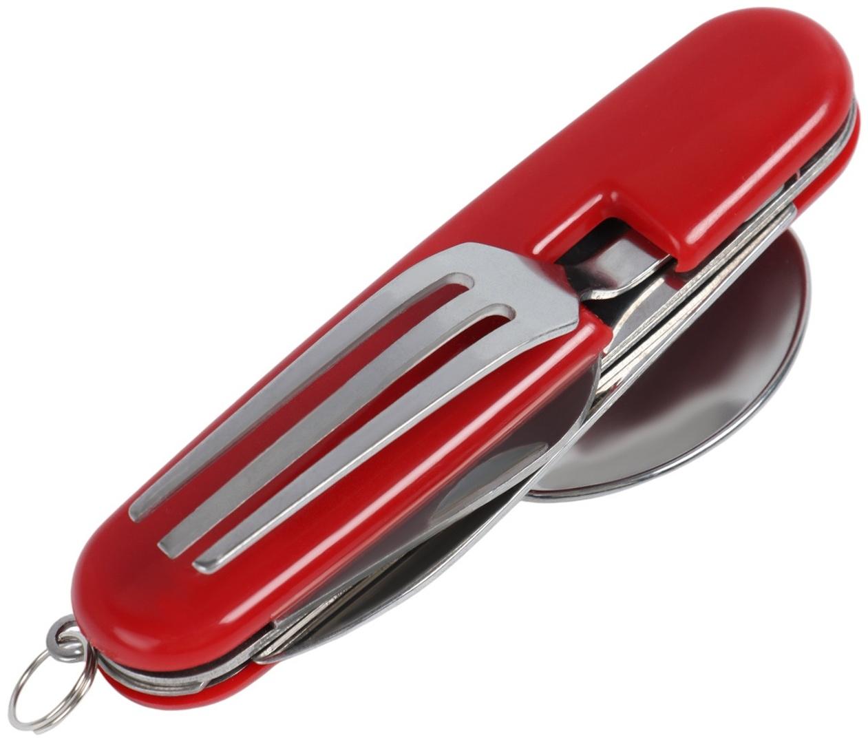 Туристический набор 4  в 1: вилка, ложка, нож, открывашка, складной