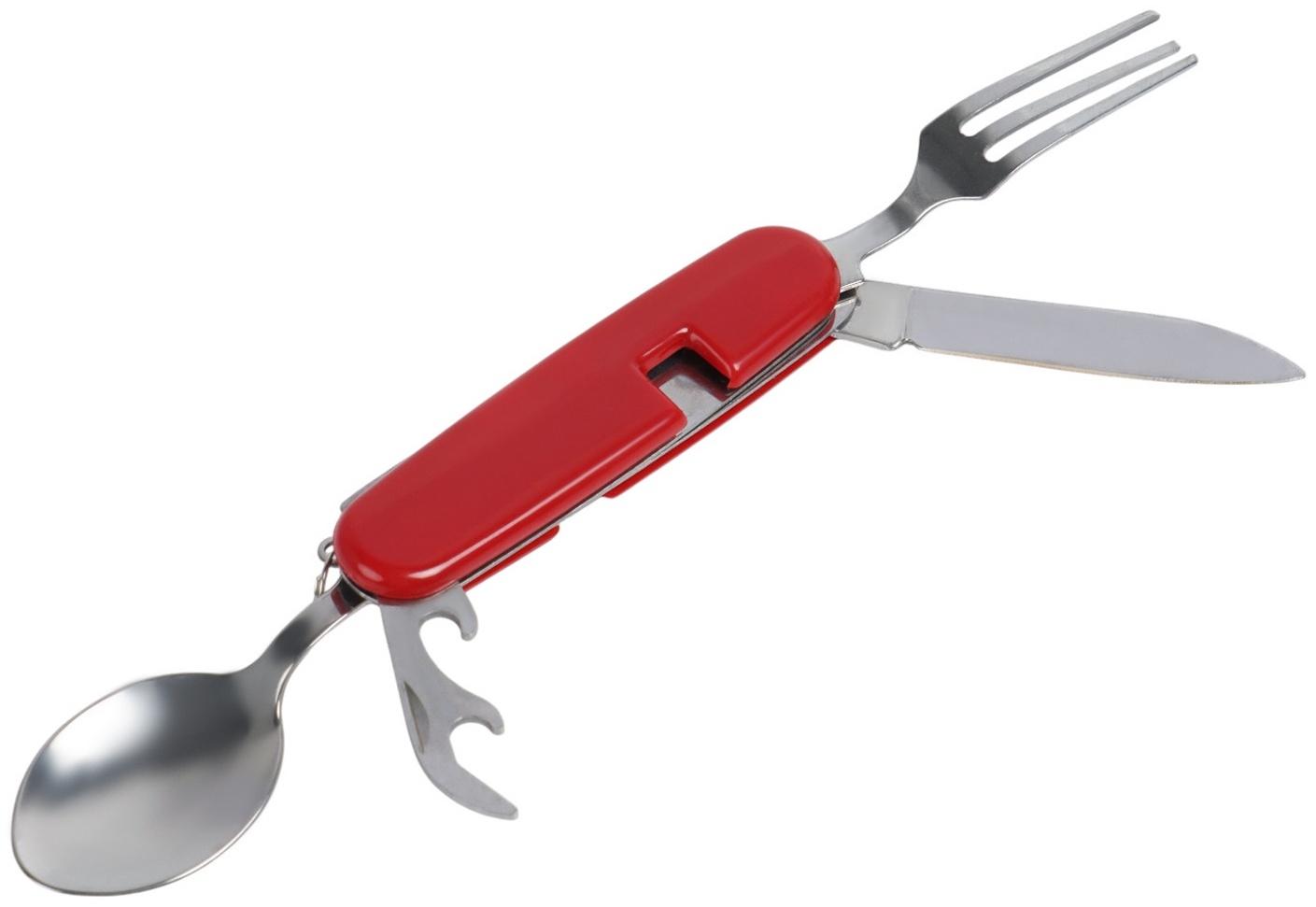 Туристический набор 4  в 1: вилка, ложка, нож, открывашка, складной