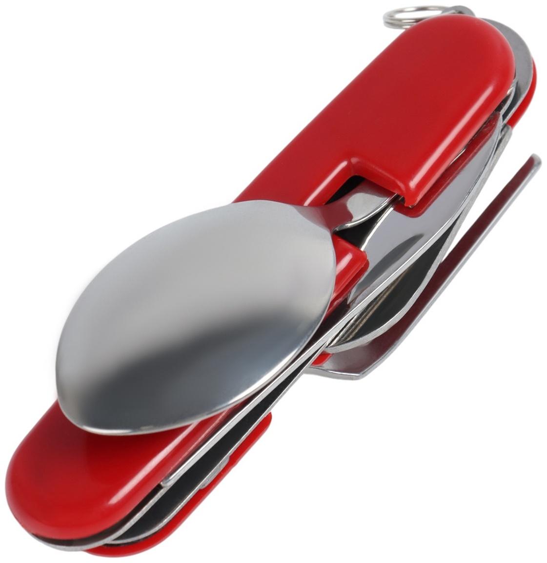 Туристический набор 4  в 1: вилка, ложка, нож, открывашка, складной