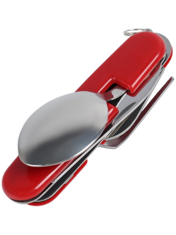 Туристический набор 4  в 1: вилка, ложка, нож, открывашка, складной