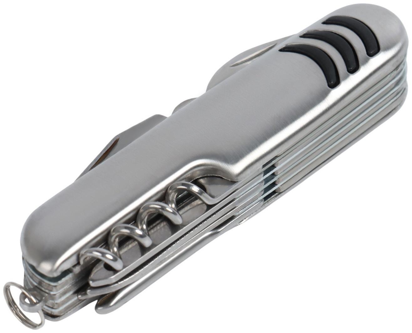 Швейцарский нож 11  в 1: ножницы, отвёртка, нож, штопор, пилы, открывалки, консервный нож, шило, напильник, нитевдеватель