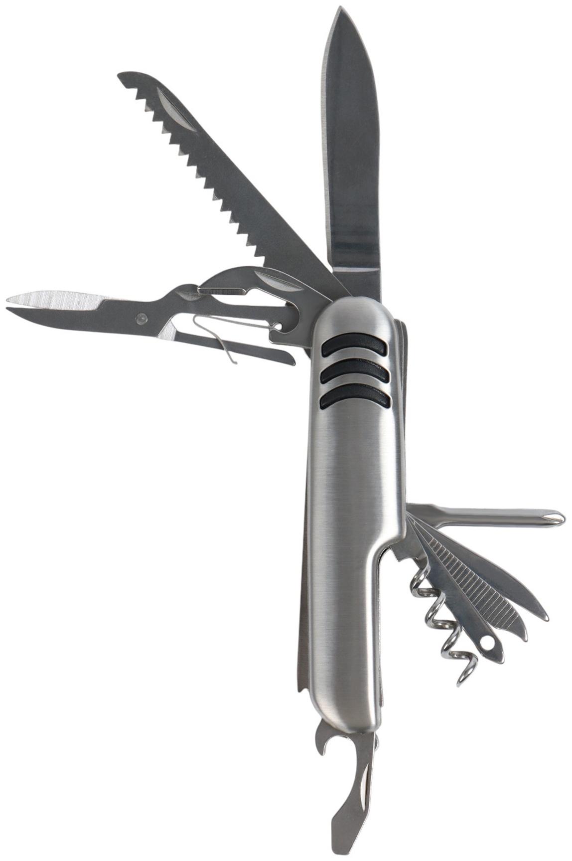 Швейцарский нож 11  в 1: ножницы, отвёртка, нож, штопор, пилы, открывалки, консервный нож, шило, напильник, нитевдеватель