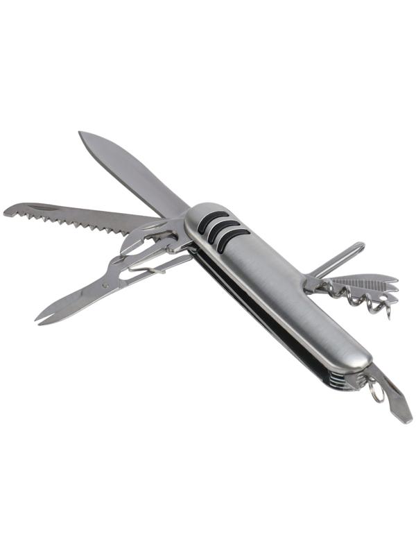 Швейцарский нож 11  в 1: ножницы, отвёртка, нож, штопор, пилы, открывалки, консервный нож, шило, напильник, нитевдеватель