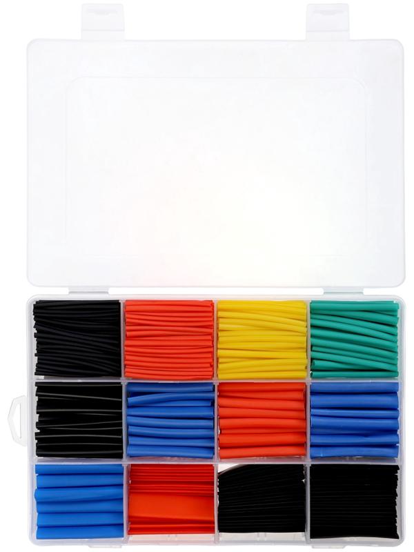 Термоусаживаемая трубка, 1/1.5/2/2.5/3/3.5/4/5/6/7/10/13 мм, набор 750 штук, длина 45 мм, в кейсе