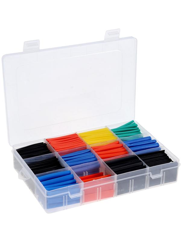 Термоусаживаемая трубка, 1/1.5/2/2.5/3/3.5/4/5/6/7/10/13 мм, набор 750 штук, длина 45 мм, в кейсе