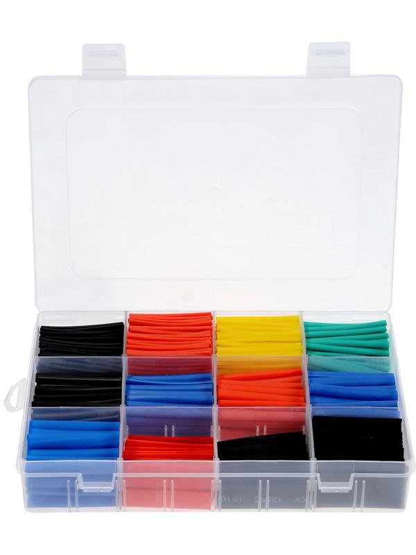 Термоусаживаемая трубка, 1/1.5/2/2.5/3/3.5/4/5/6/7/10/13 мм, набор 750 штук, длина 45 мм, в кейсе