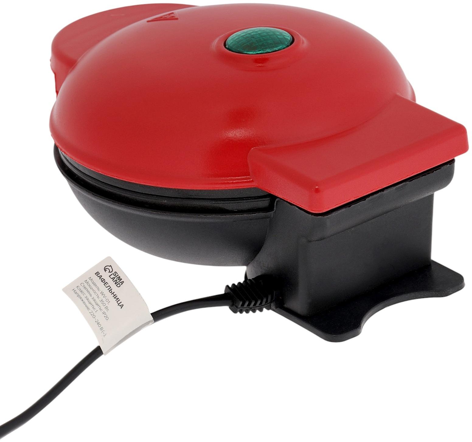 Электровафельница WV-01, 350 Вт, венские вафли, антипригарное покрытие, красная