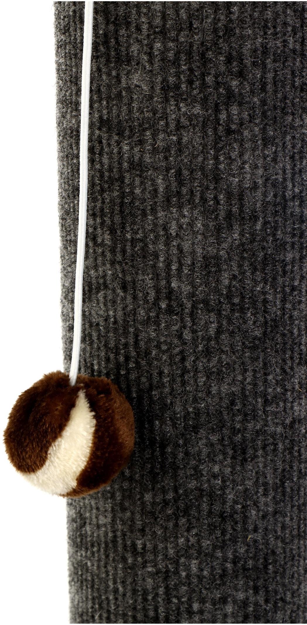 Когтеточка «Столбик» Lowcost ковролиновая с игрушкой, 35×35×85 см, микс цветов