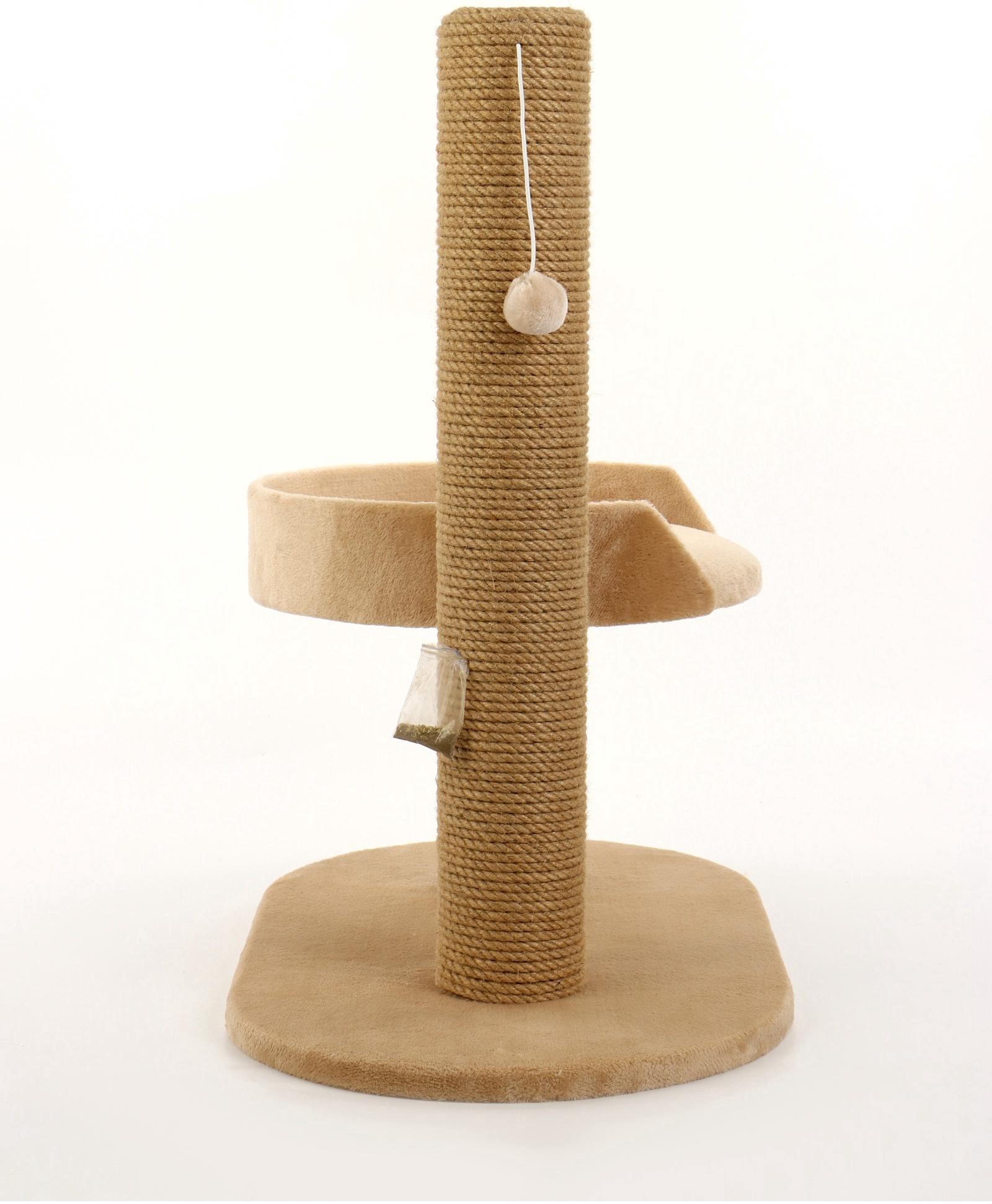 Когтеточка «АЛЬФА», с лежанкой, джут, 62×35×62, бежевый