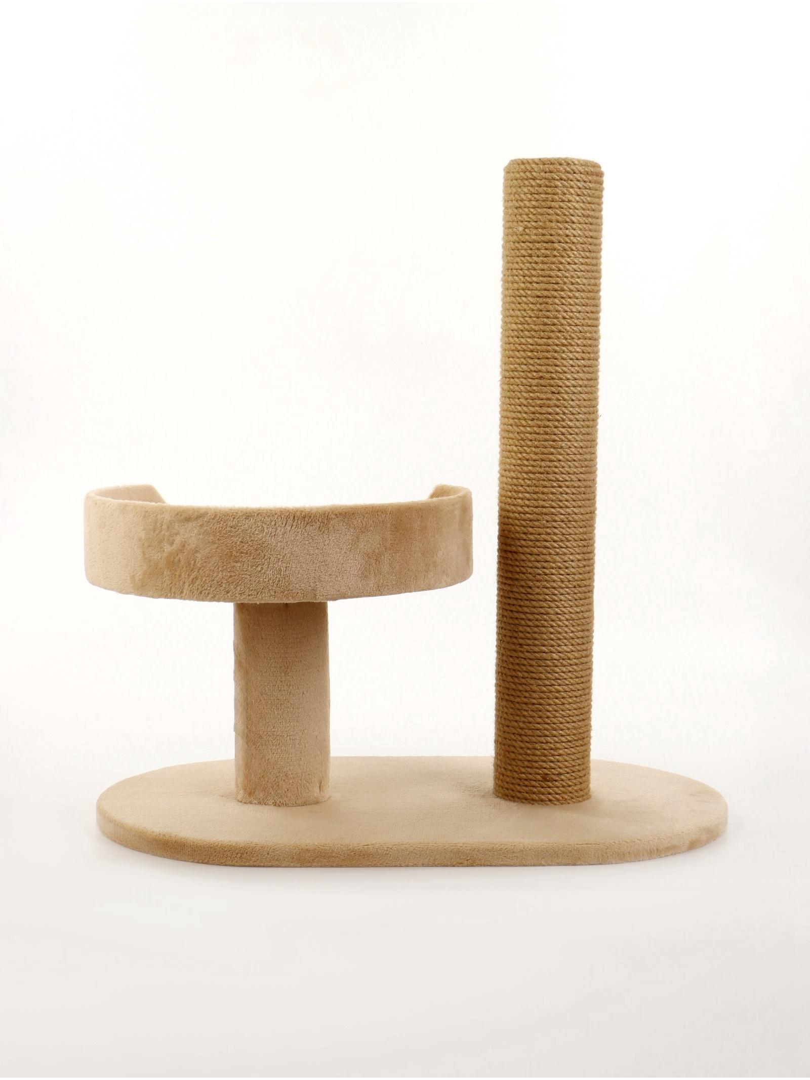 Когтеточка «АЛЬФА», с лежанкой, джут, 62×35×62, бежевый