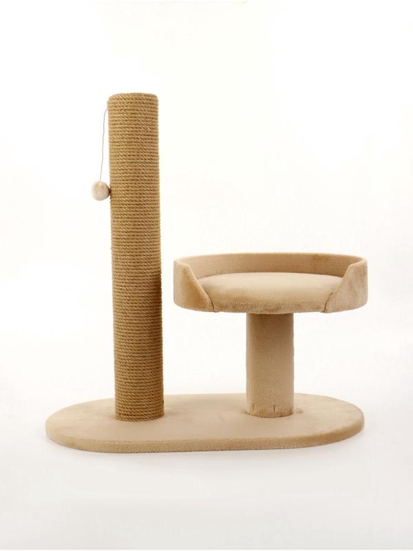 Когтеточка «АЛЬФА», с лежанкой, джут, 62×35×62, бежевый