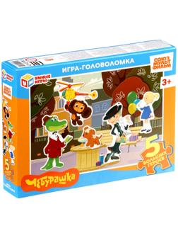 Игра - головоломка с фигурными деталями «Чебурашка. Золотая коллекция», 5 пазлов