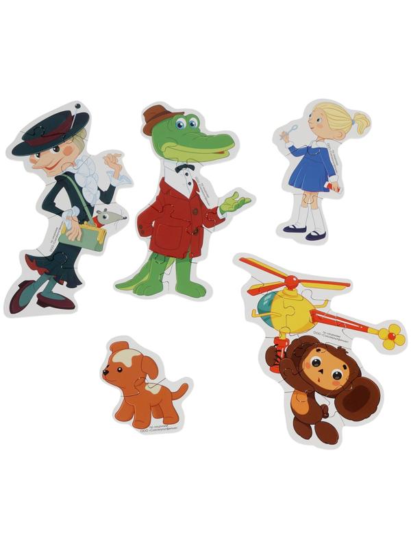 Игра - головоломка с фигурными деталями «Чебурашка. Золотая коллекция», 5 пазлов