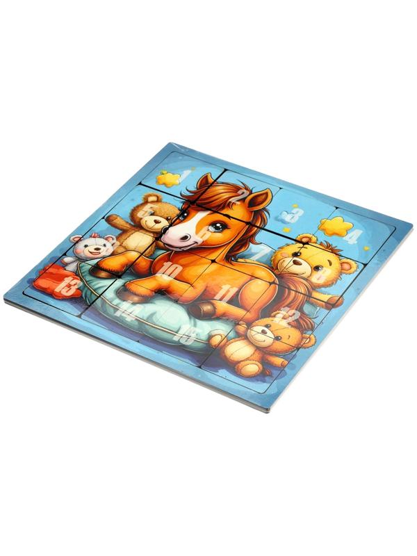 Настольная игра логическая «Пятнашки. Лошадка с игрушками», 22×22 см, головоломка