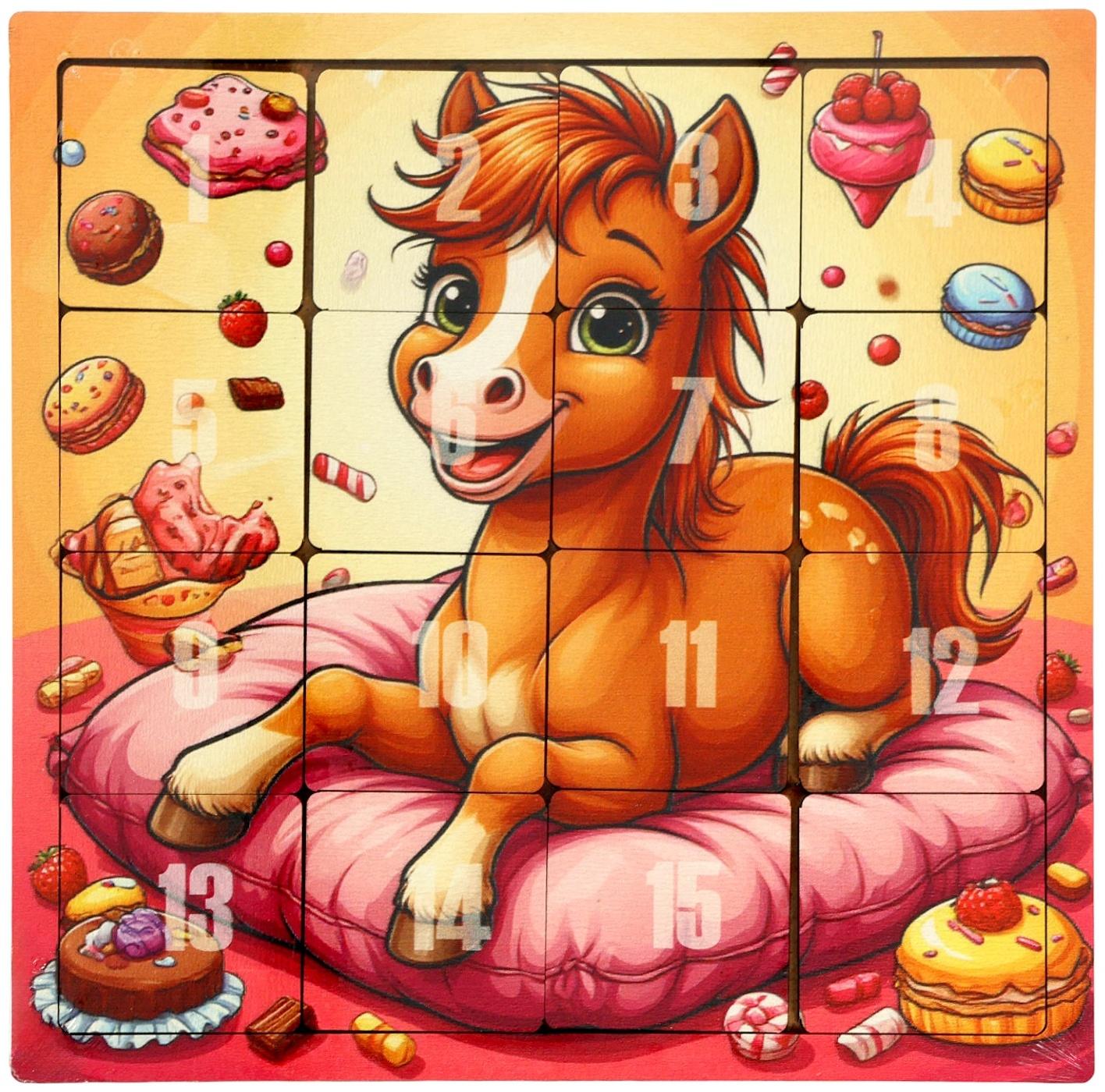 Настольная игра логическая «Пятнашки. Лошадка со сладостями», 22×22 см, головоломка