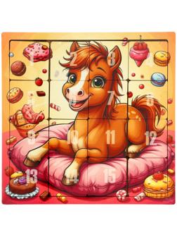 Настольная игра логическая «Пятнашки. Лошадка со сладостями», 22×22 см, головоломка