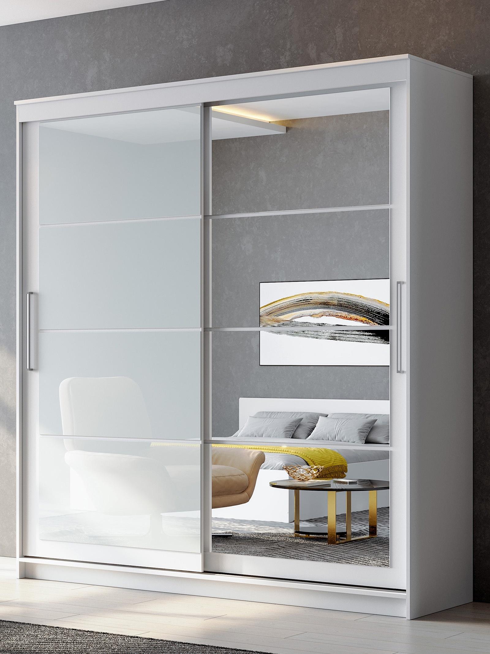 Шкаф – купе «Лорд», с зеркалом, 2 ящика, 1601×600×2200 мм, цвет белый