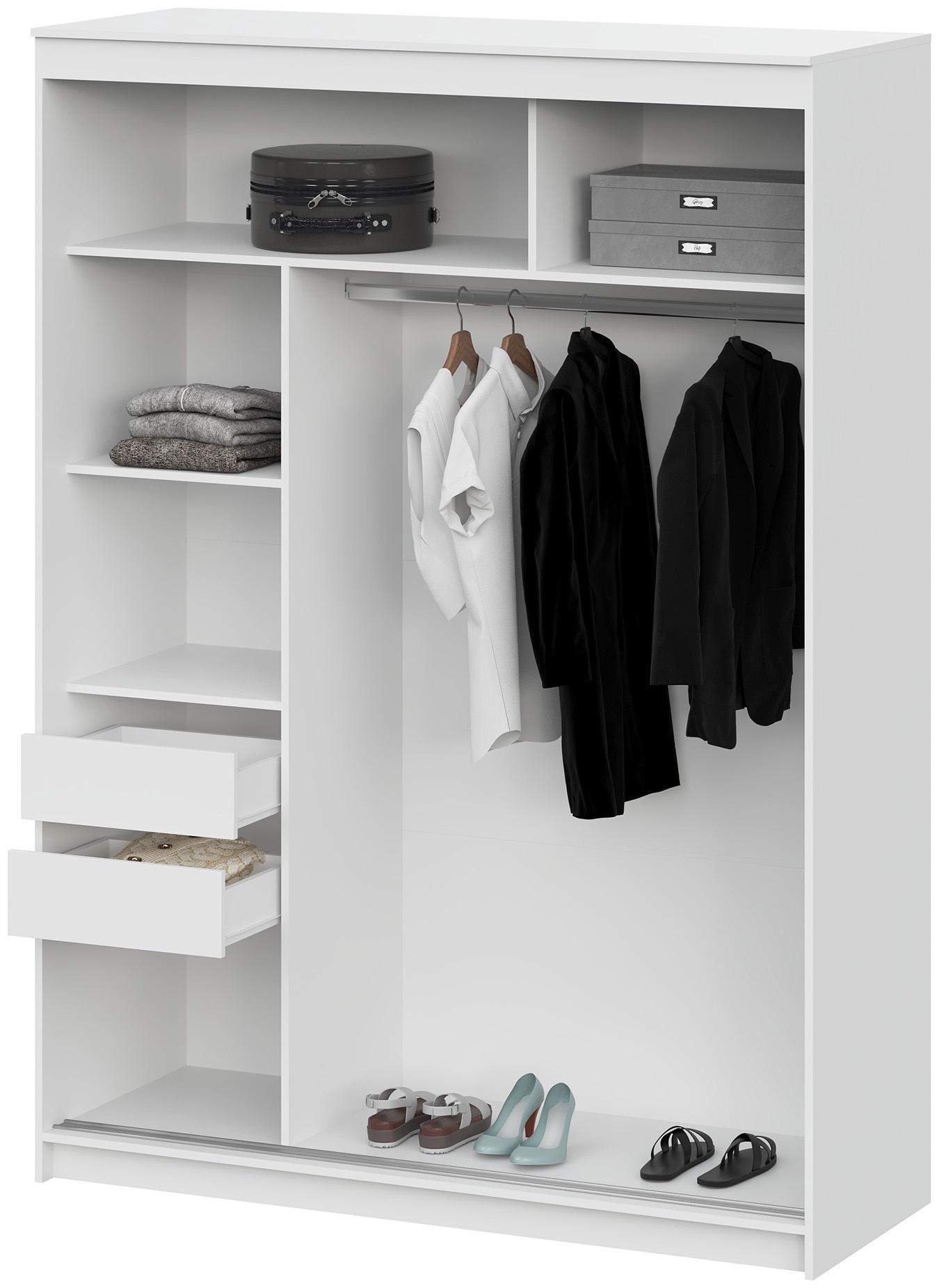 Шкаф – купе «Лорд», с зеркалом, 2 ящика, 1601×600×2200 мм, цвет белый