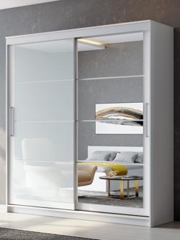 Шкаф – купе «Лорд», с зеркалом, 2 ящика, 1601×600×2200 мм, цвет белый