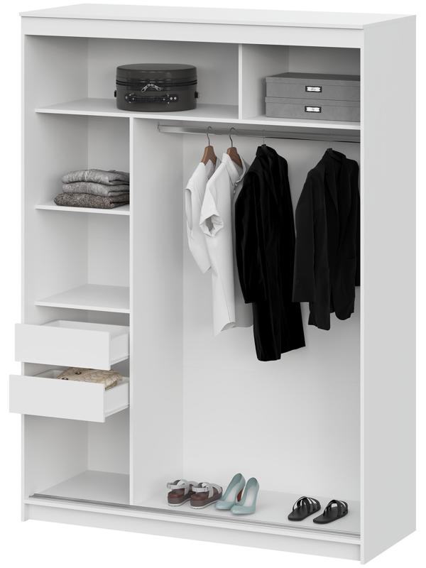 Шкаф – купе «Лорд», с зеркалом, 2 ящика, 1601×600×2200 мм, цвет белый