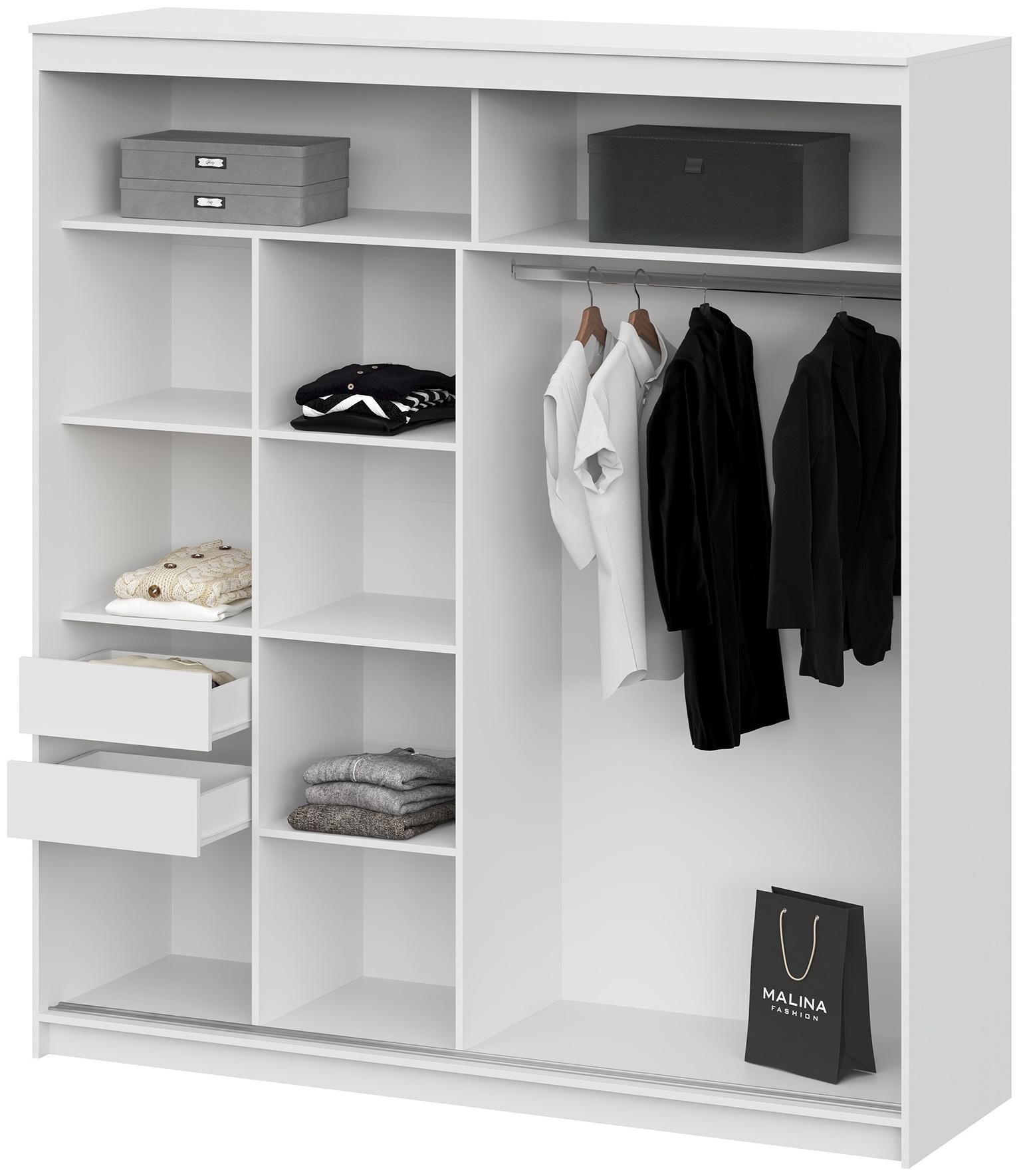 Шкаф – купе «Лорд», с зеркалом, 2 ящика, 2001×600×2200 мм, цвет белый