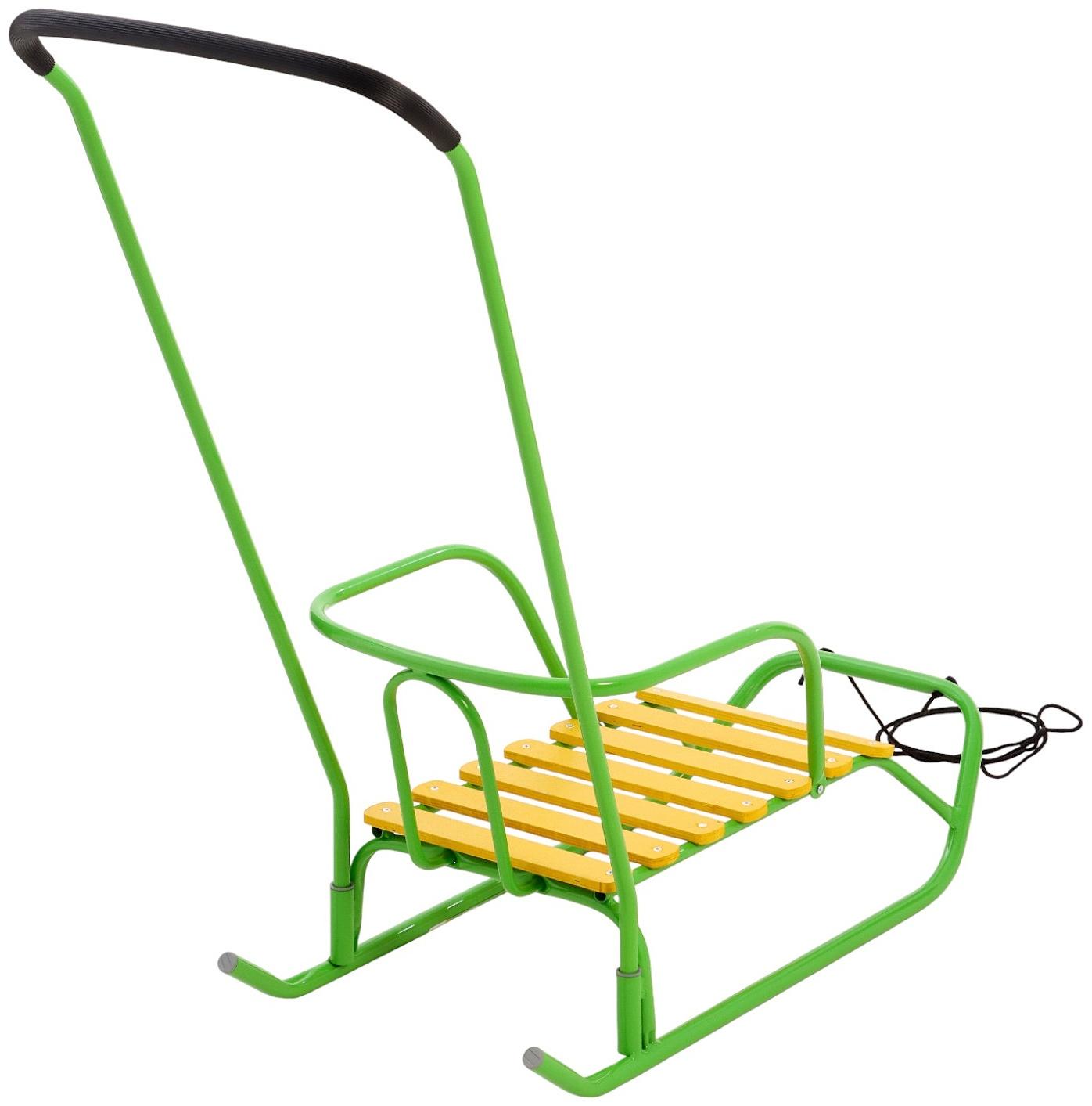 Санки детские «Ветерок 2», с ручкой, ярко-зелёные