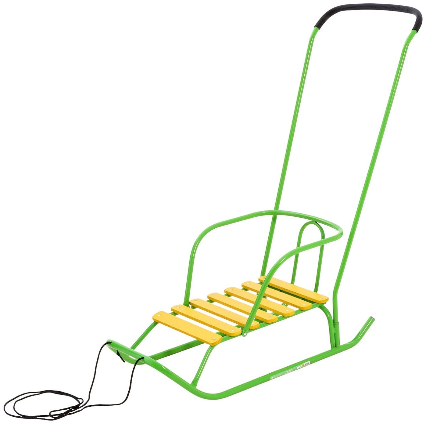 Санки детские «Ветерок 2», с ручкой, ярко-зелёные