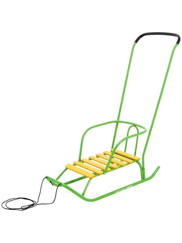 Санки детские «Ветерок 2», с ручкой, ярко-зелёные