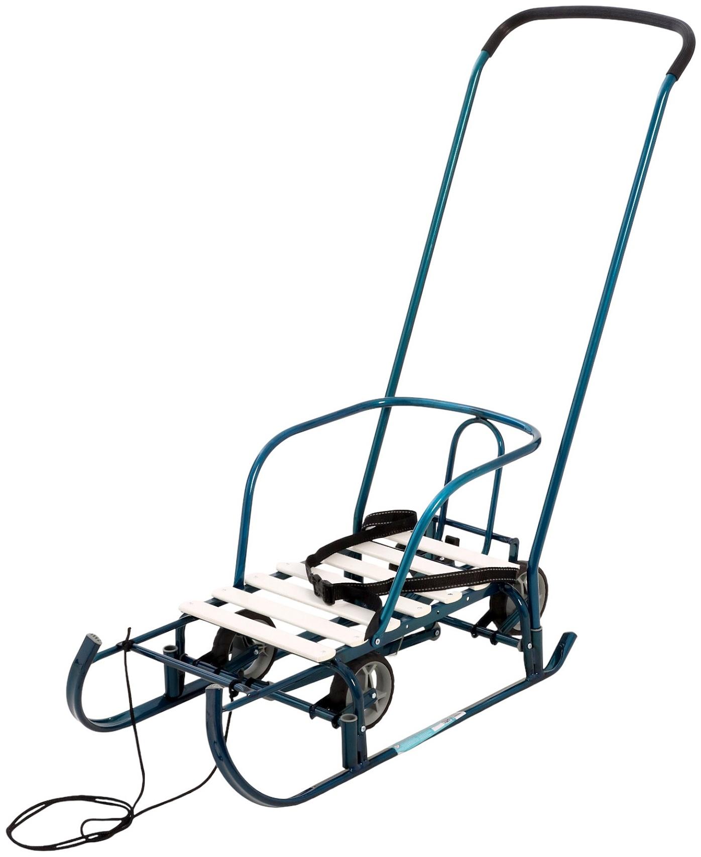 Санки детские с колёсами «Тимка 6 универсал», с ручкой, морской лак