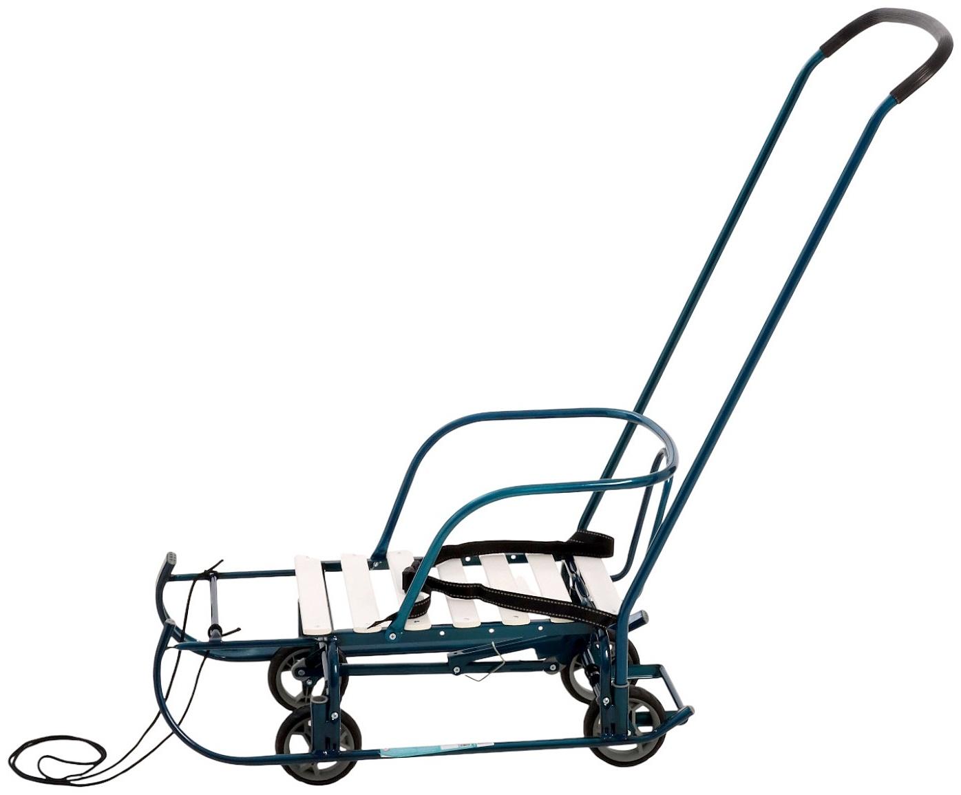 Санки детские с колёсами «Тимка 6 универсал», с ручкой, морской лак