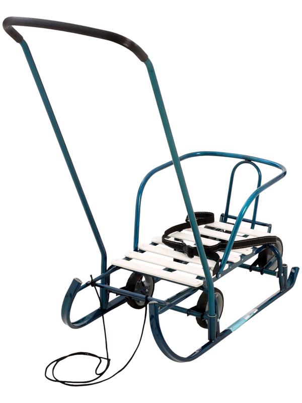 Санки детские с колёсами «Тимка 6 универсал», с ручкой, морской лак