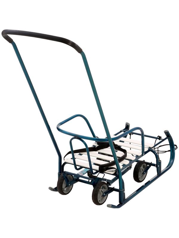 Санки детские с колёсами «Тимка 6 универсал», с ручкой, морской лак