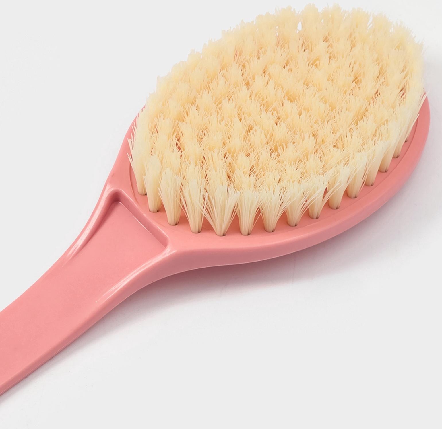 Щётка банная на ручке Доляна, массажёр, 33×6 см, розовая