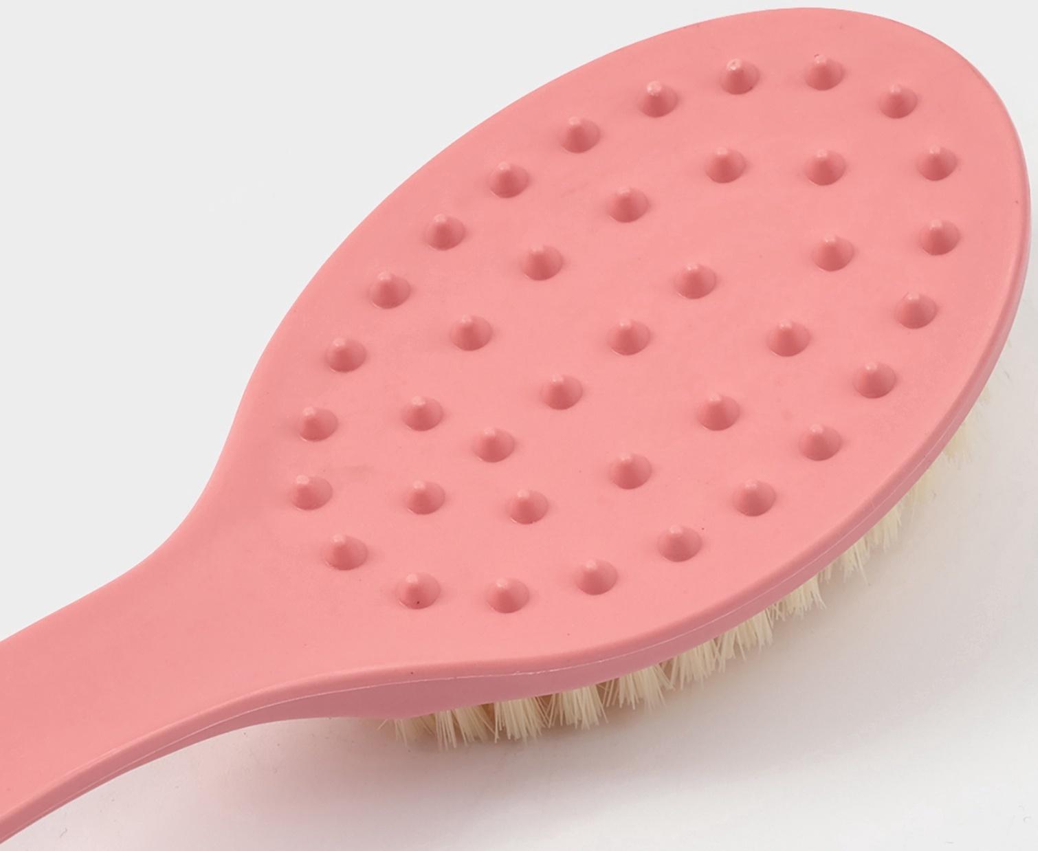Щётка банная на ручке Доляна, массажёр, 33×6 см, розовая
