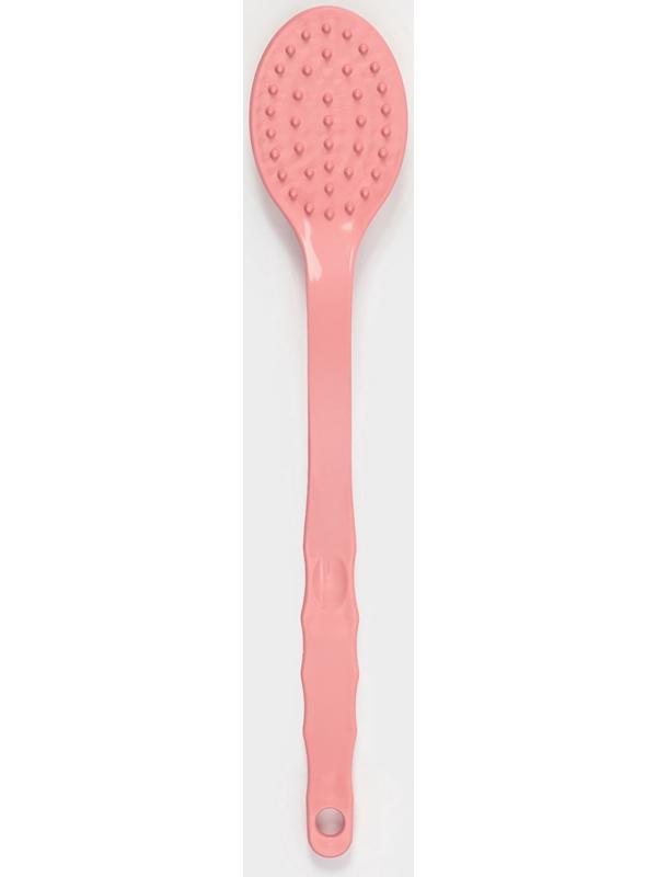Щётка банная на ручке Доляна, массажёр, 33×6 см, розовая