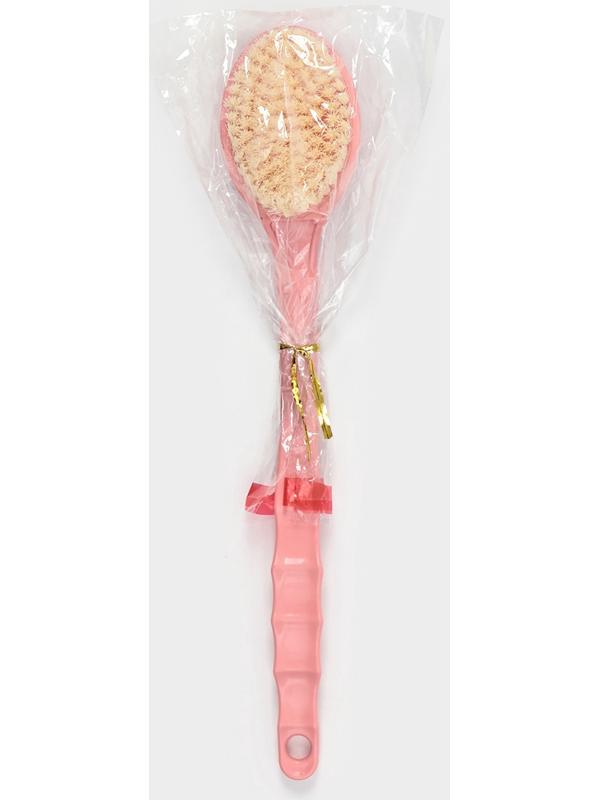 Щётка банная на ручке Доляна, массажёр, 33×6 см, розовая