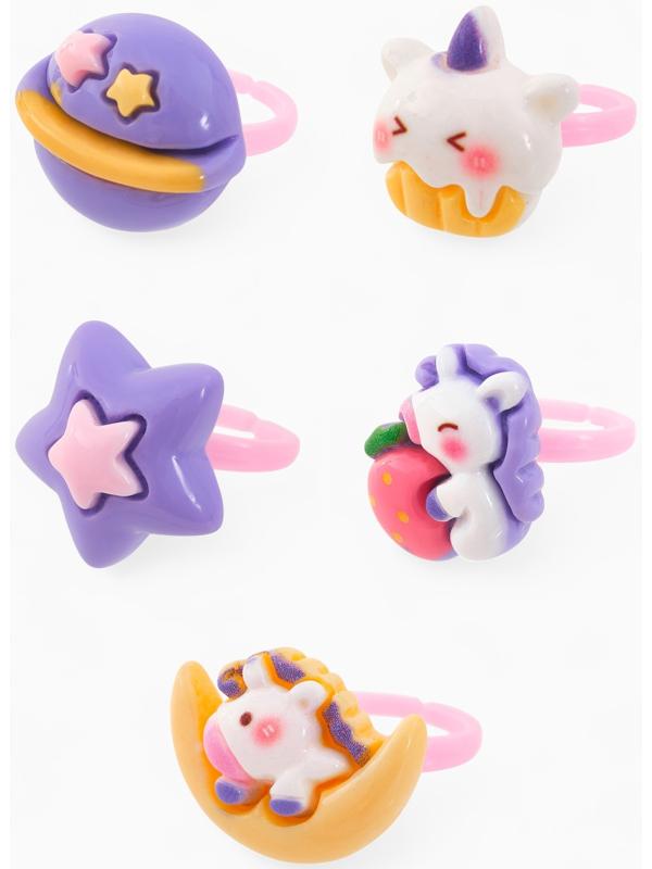 Кольцо «Выбражулька. Единороги в космосе», форма МИКС, цветное, безразмерное