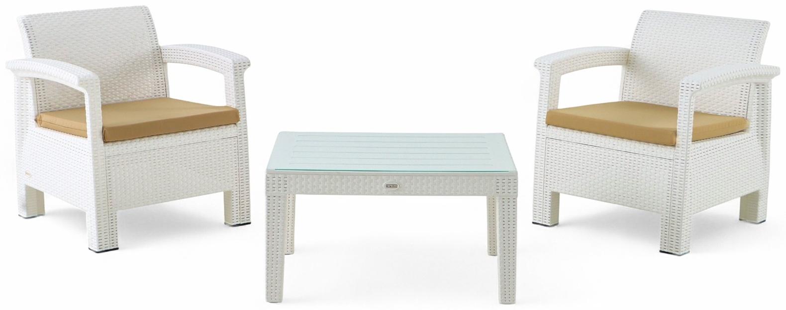 Набор садовой мебели «Калифорния», 3 предмета: 2 кресла, стол, белый