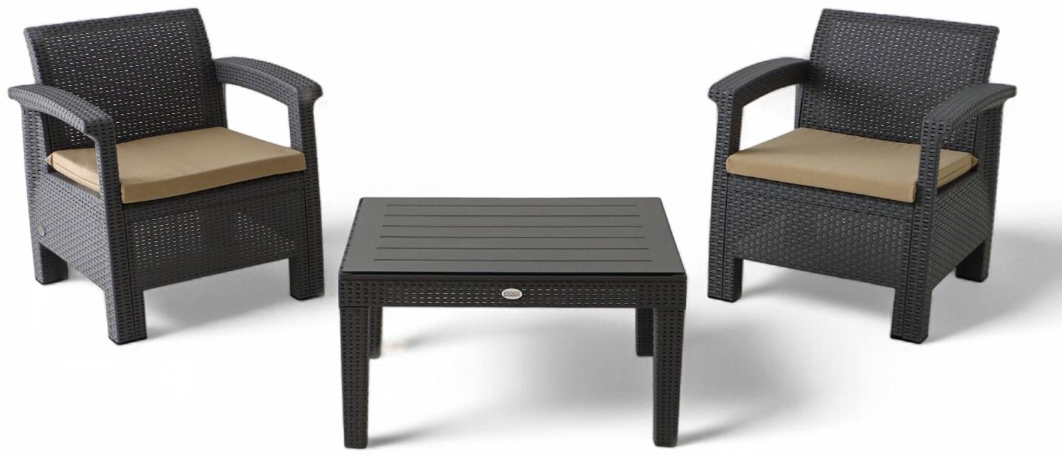 Набор садовой мебели «Калифорния», 3 предмета: 2 кресла, стол, серый