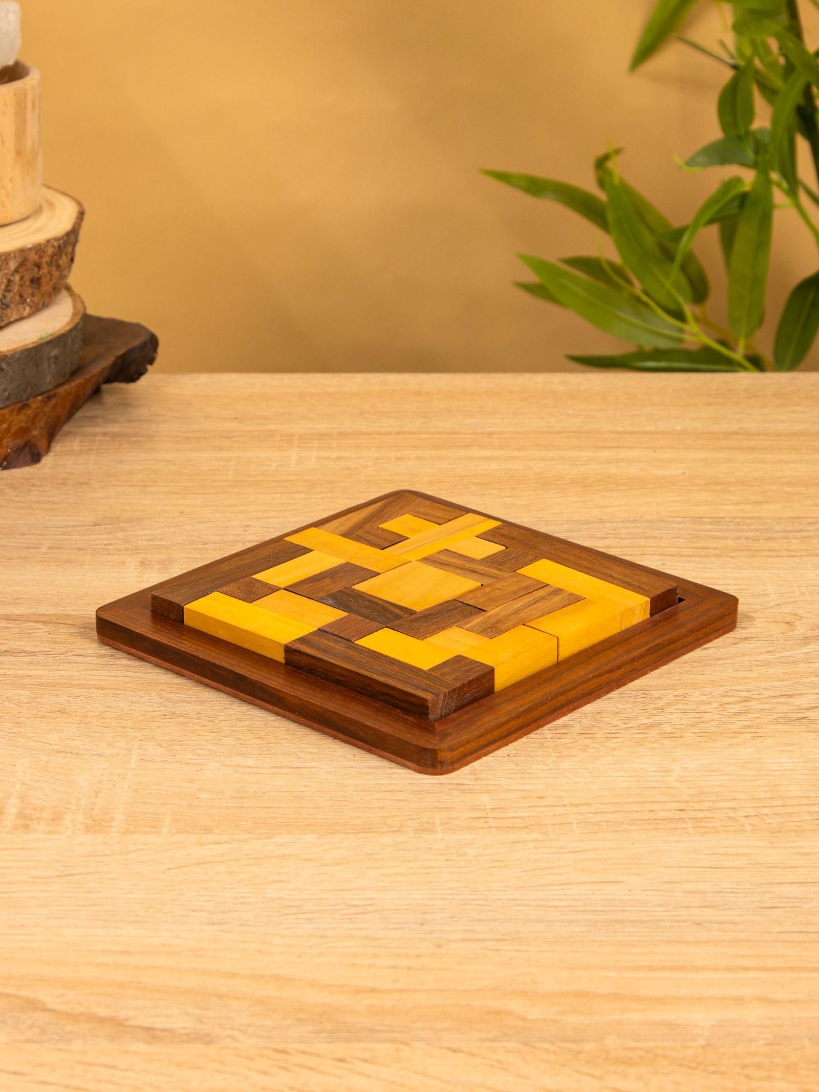 Головоломка «Паззл», 16×16×2 см, дерево шишам