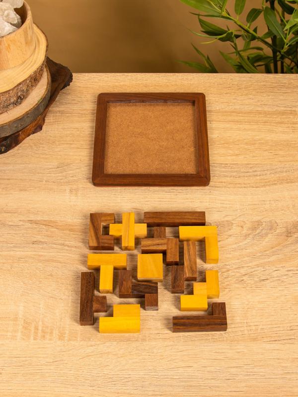 Головоломка «Паззл», 16×16×2 см, дерево шишам