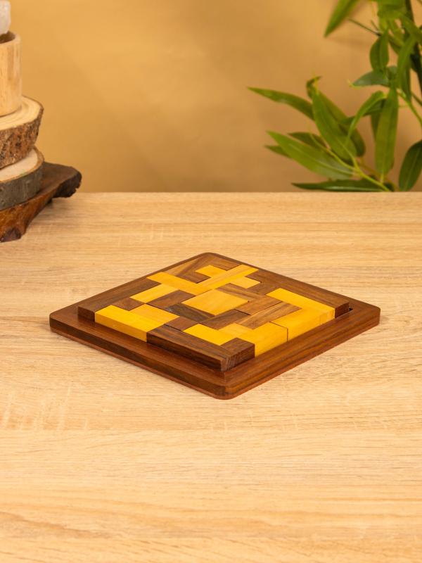 Головоломка «Паззл», 16×16×2 см, дерево шишам